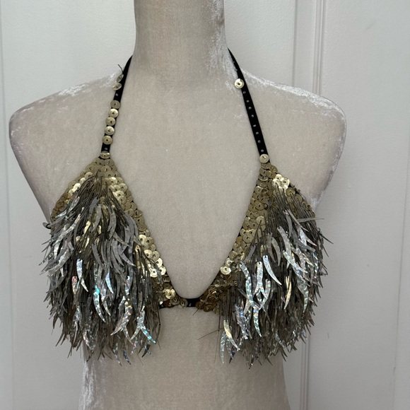 Sequin fringe bikini top size small - Picture 5 of 12